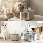 Katten drinken uit de KatSpout Draadloze Kattenfontein